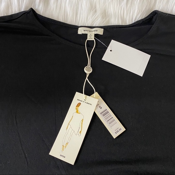nwt Max Studio - NEW 2 way Tee - Black Small - Picture 2 of 6
